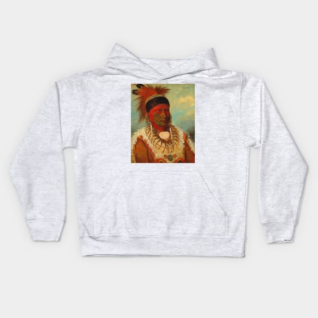 The White Cloud, Head Chief of the Iowas by George Catlin Kids Hoodie by Classic Art Stall